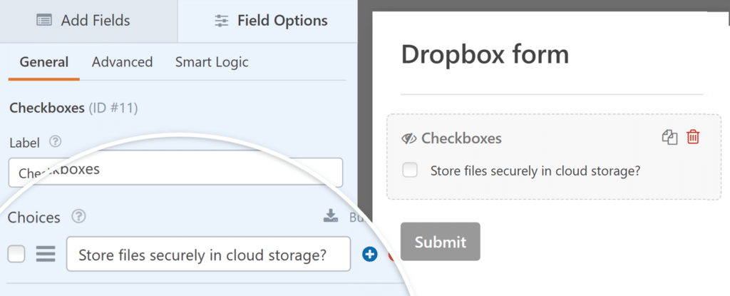 Dropbox conditional logic