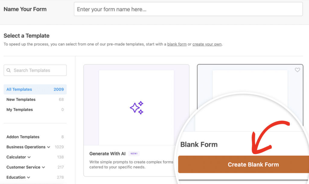 create blank form