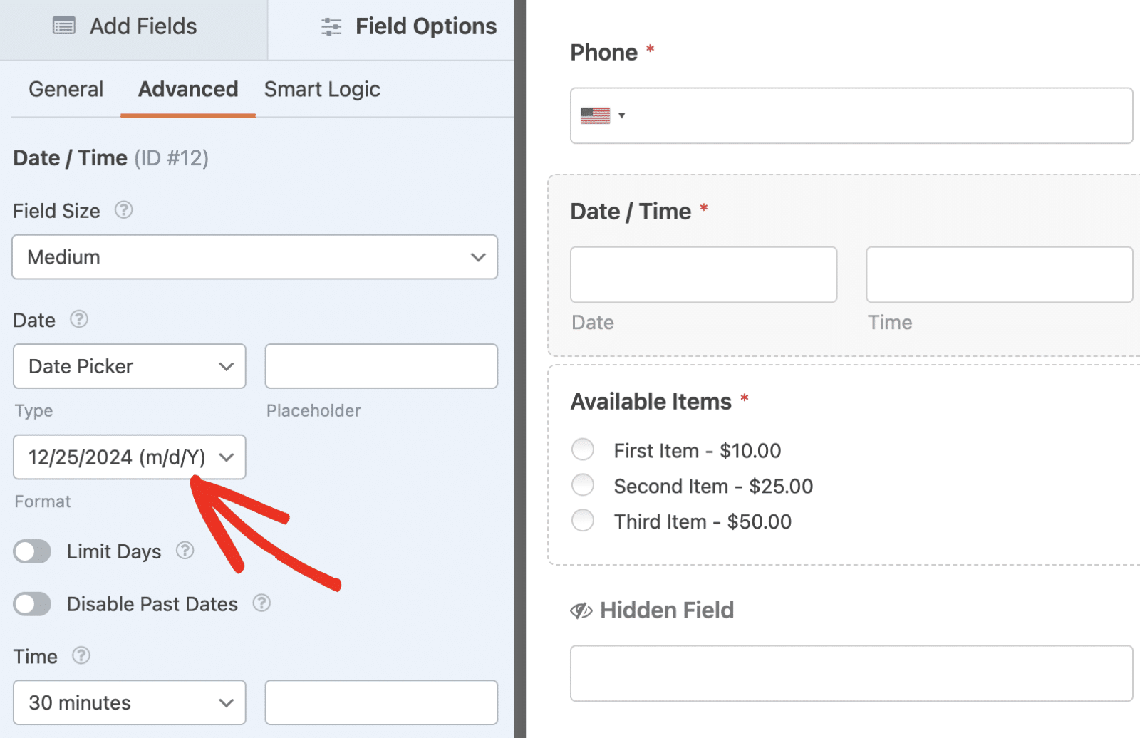 Confirm Date field format