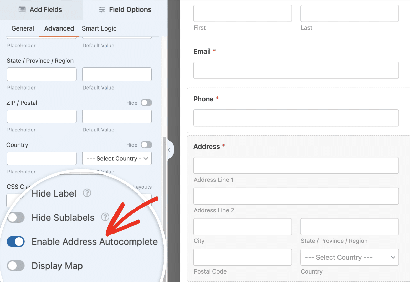 Enabling address autocomplete