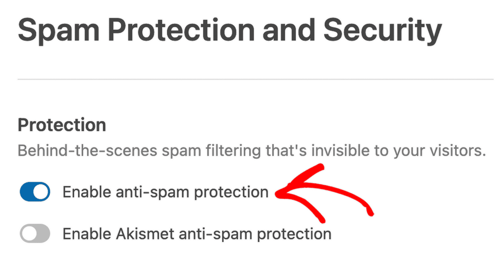 Enabling anti-spam protection in WPForms