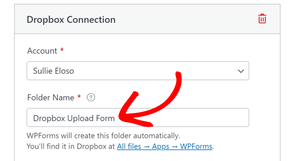 enter-dropbox-folder-name - WPForms Enter a folder name