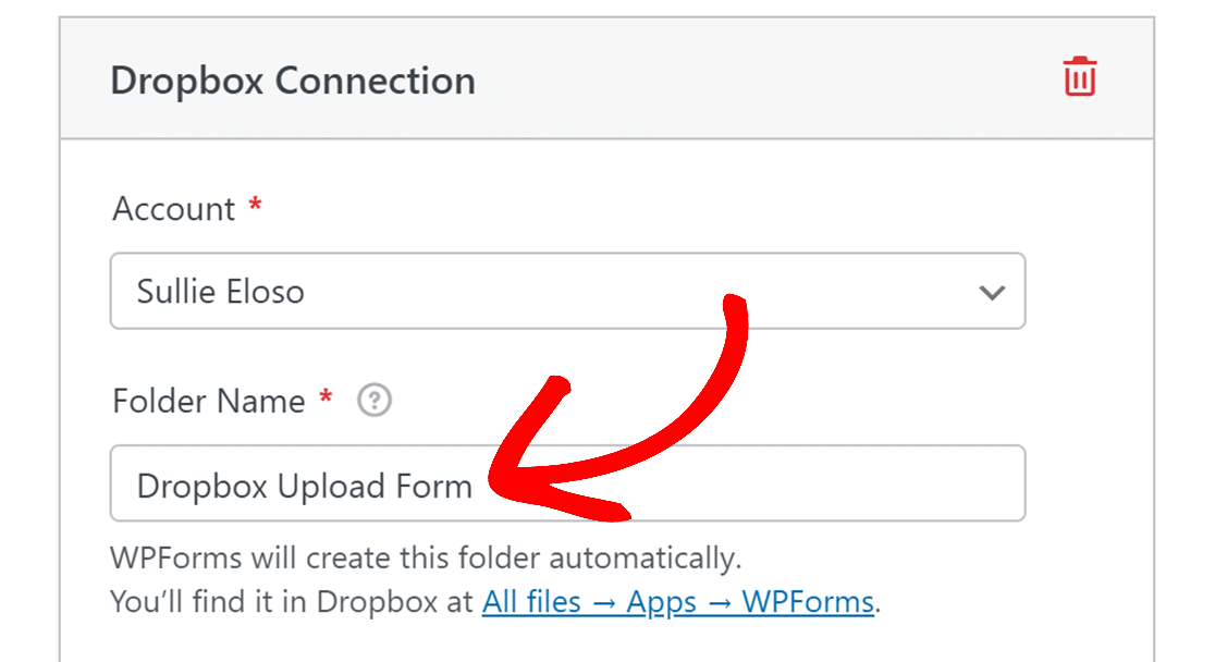 Complemento de Dropbox - WPForms