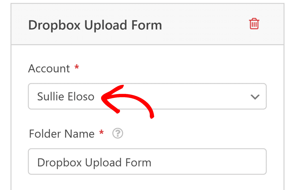 Select account from the dropdown