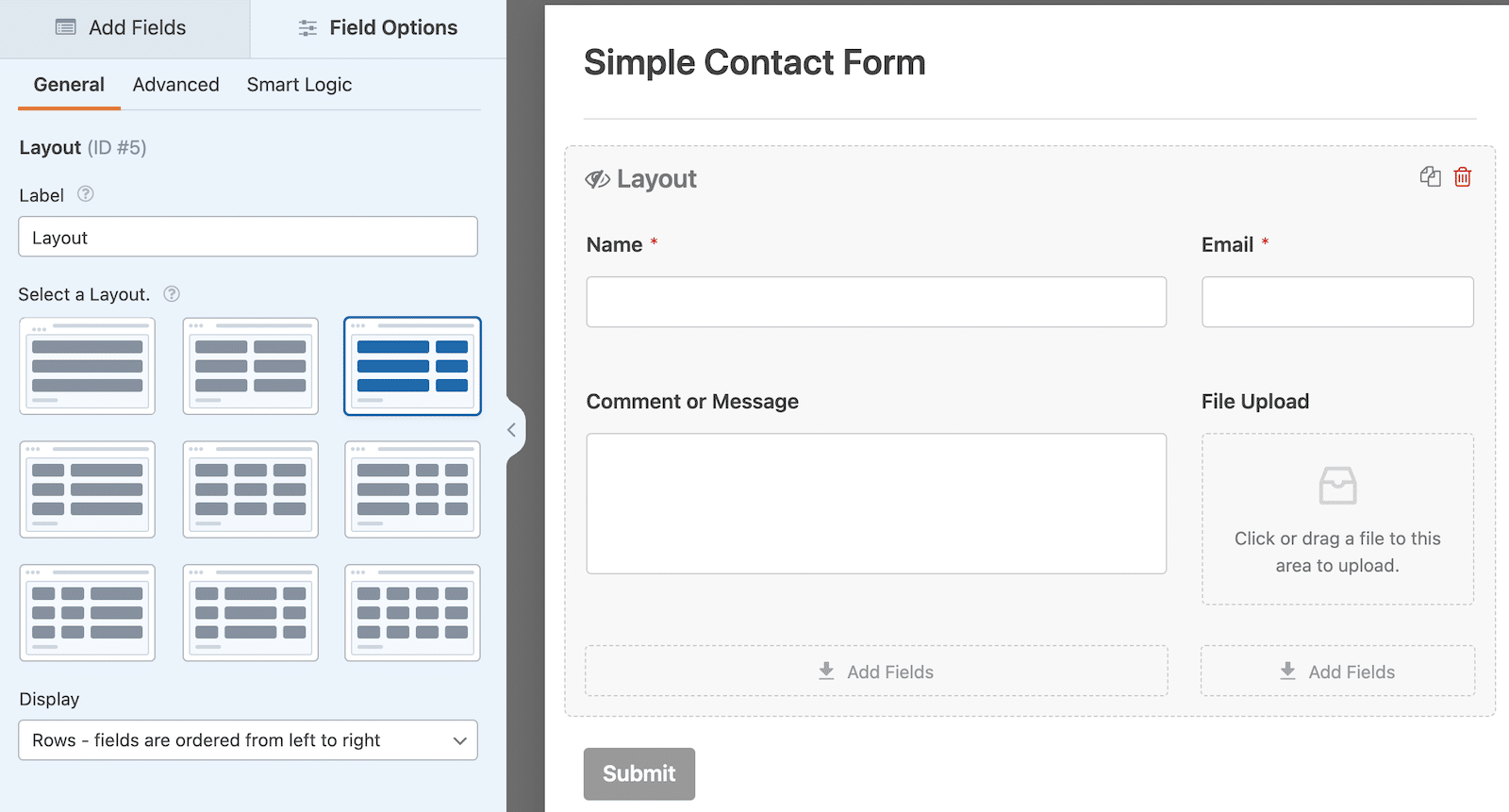 Use Layouts in WPForms to organize your form the way you want to