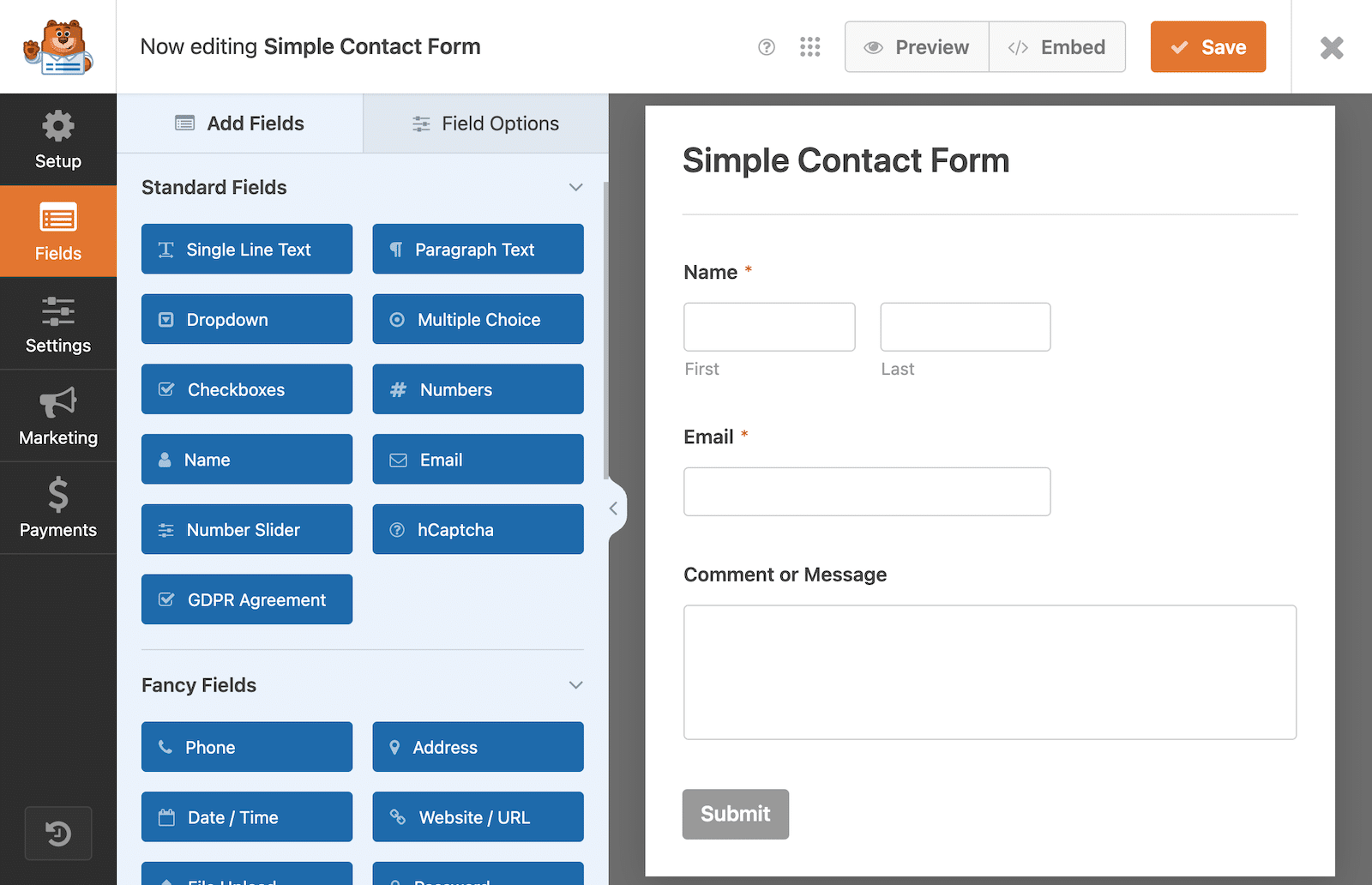 WPForms drag-and-drop form builder