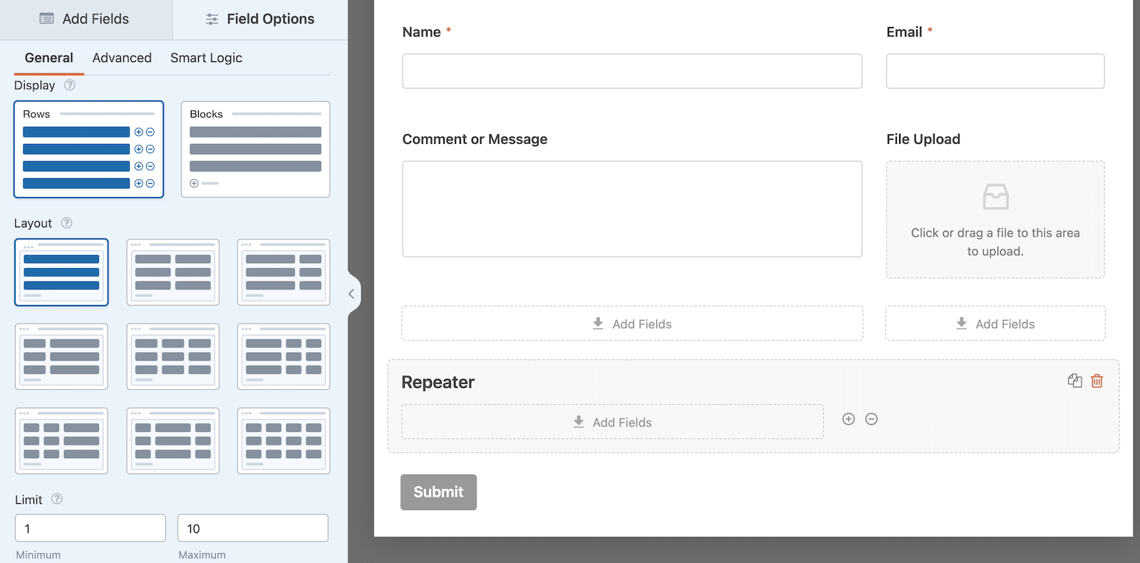 Adding repeater fields in WPForms