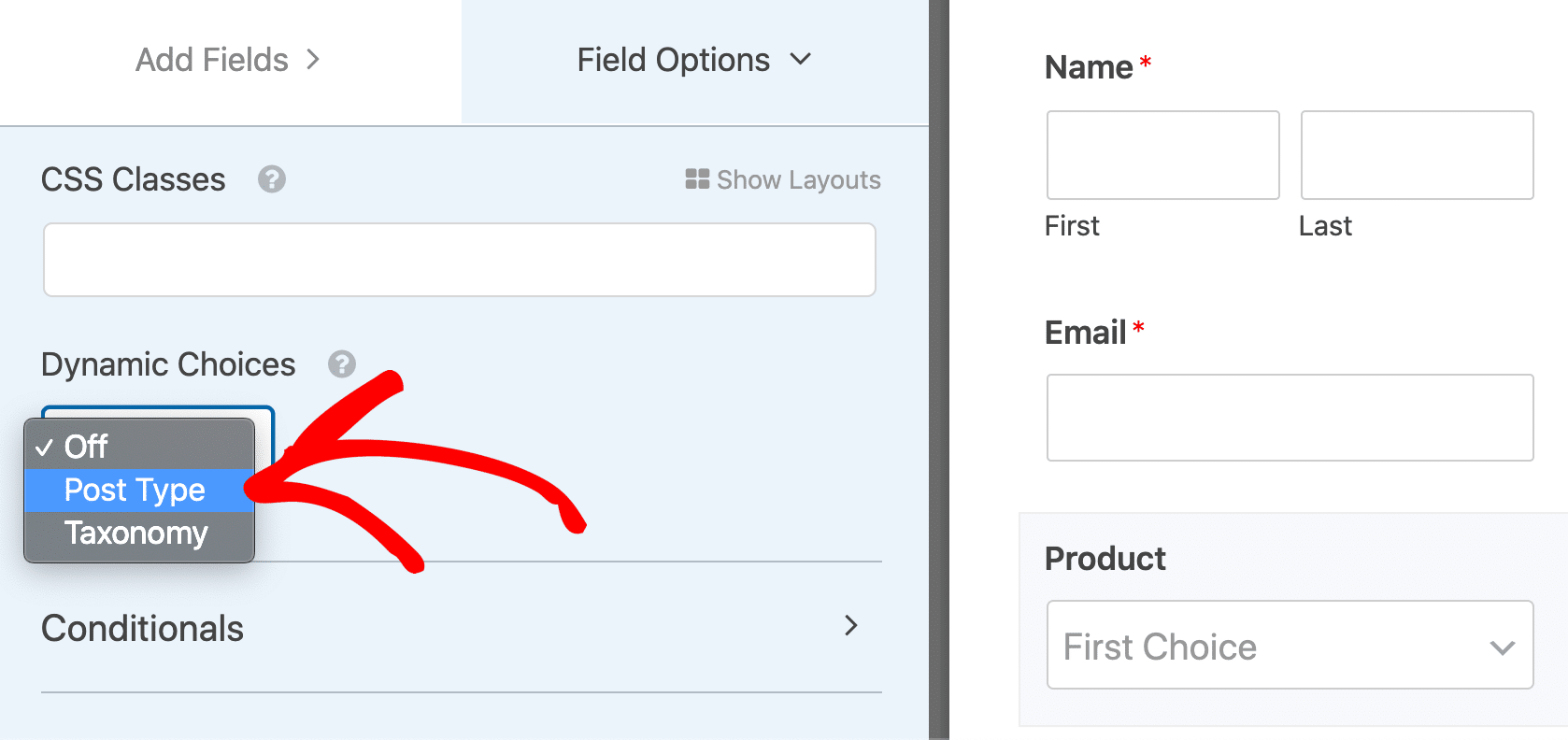 Dynamic choices on auto populated field
