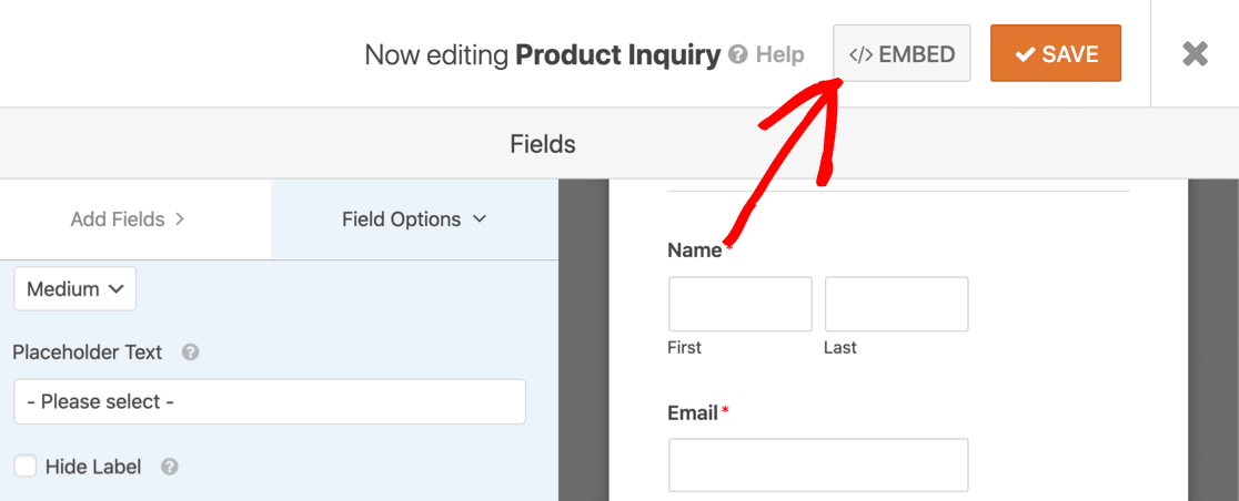 Embed your form with dynamic choices