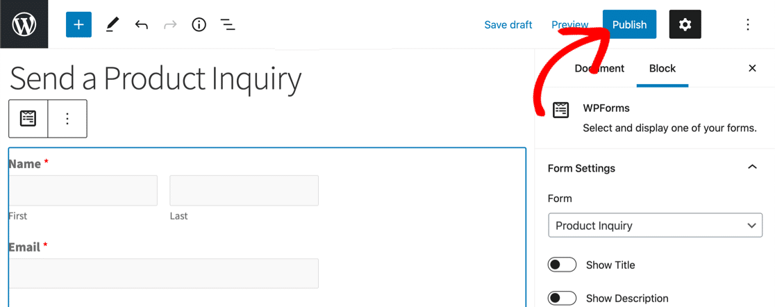 Publish form with dynamic field choices