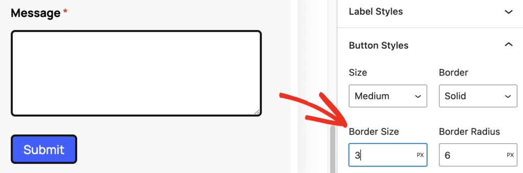 Border size for submit button