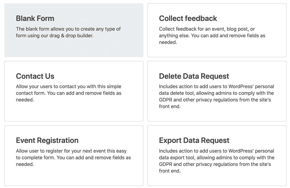 Ninja Forms templates