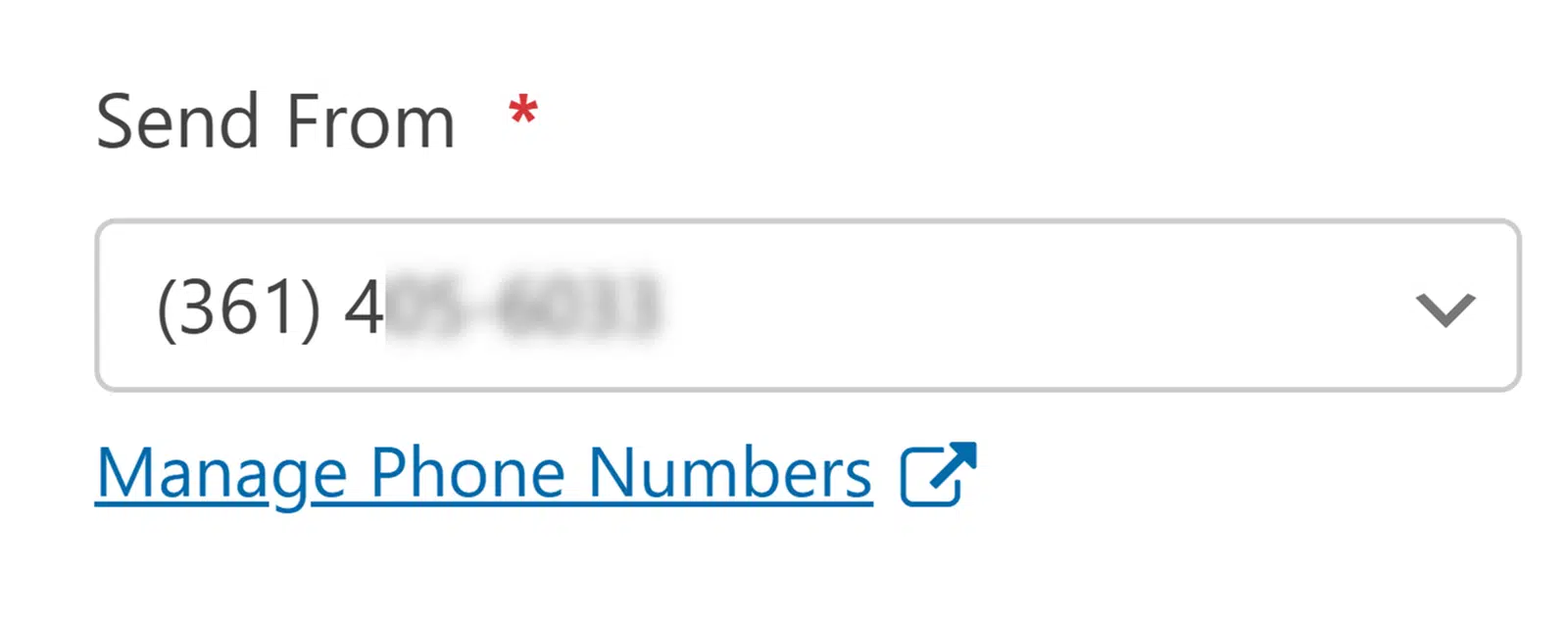 Número de telefone de remetente
