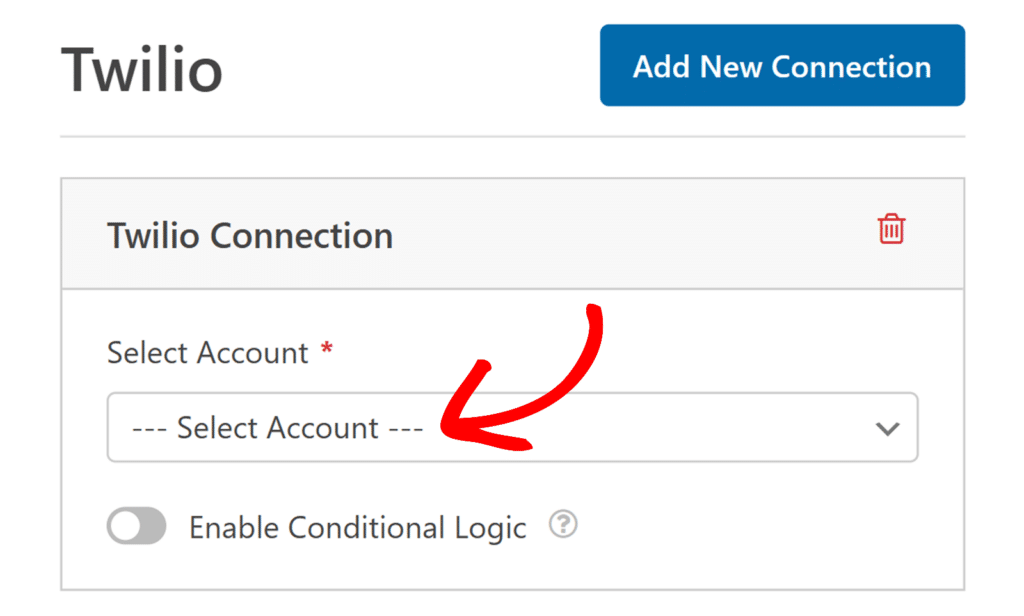 Select Account dropdown