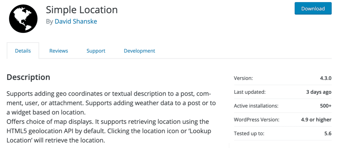 Simple Location geolocation plugin