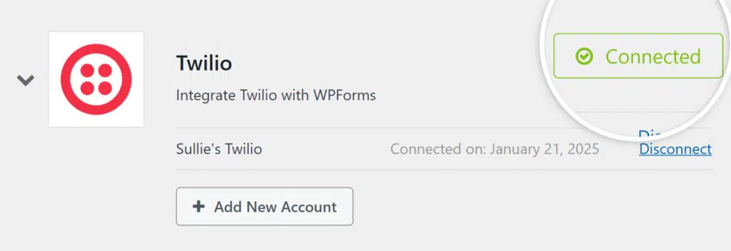 Twilio Connected status