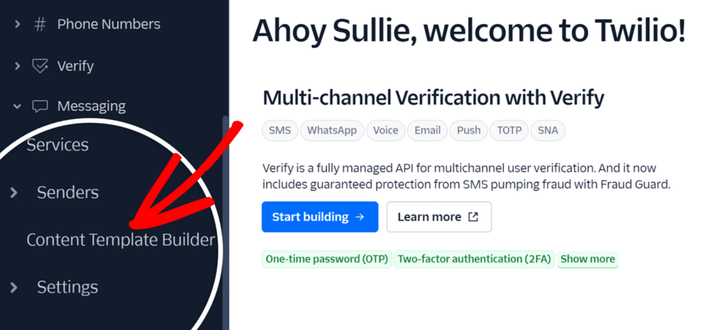 Twilio content template builder