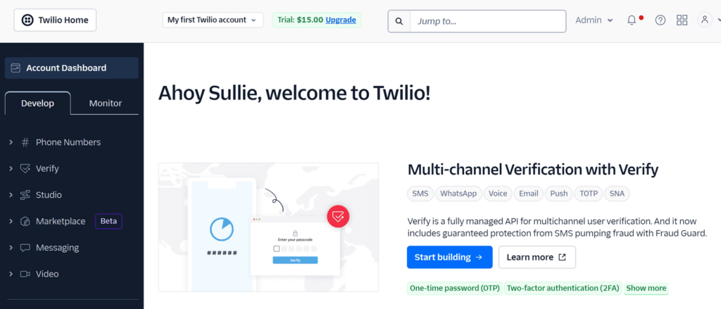 Twilio Dashboard