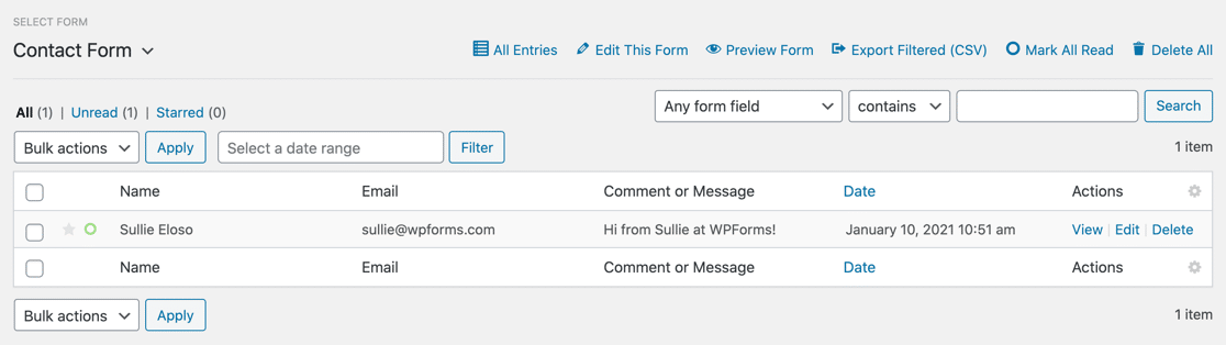 WPForms entry storage overview