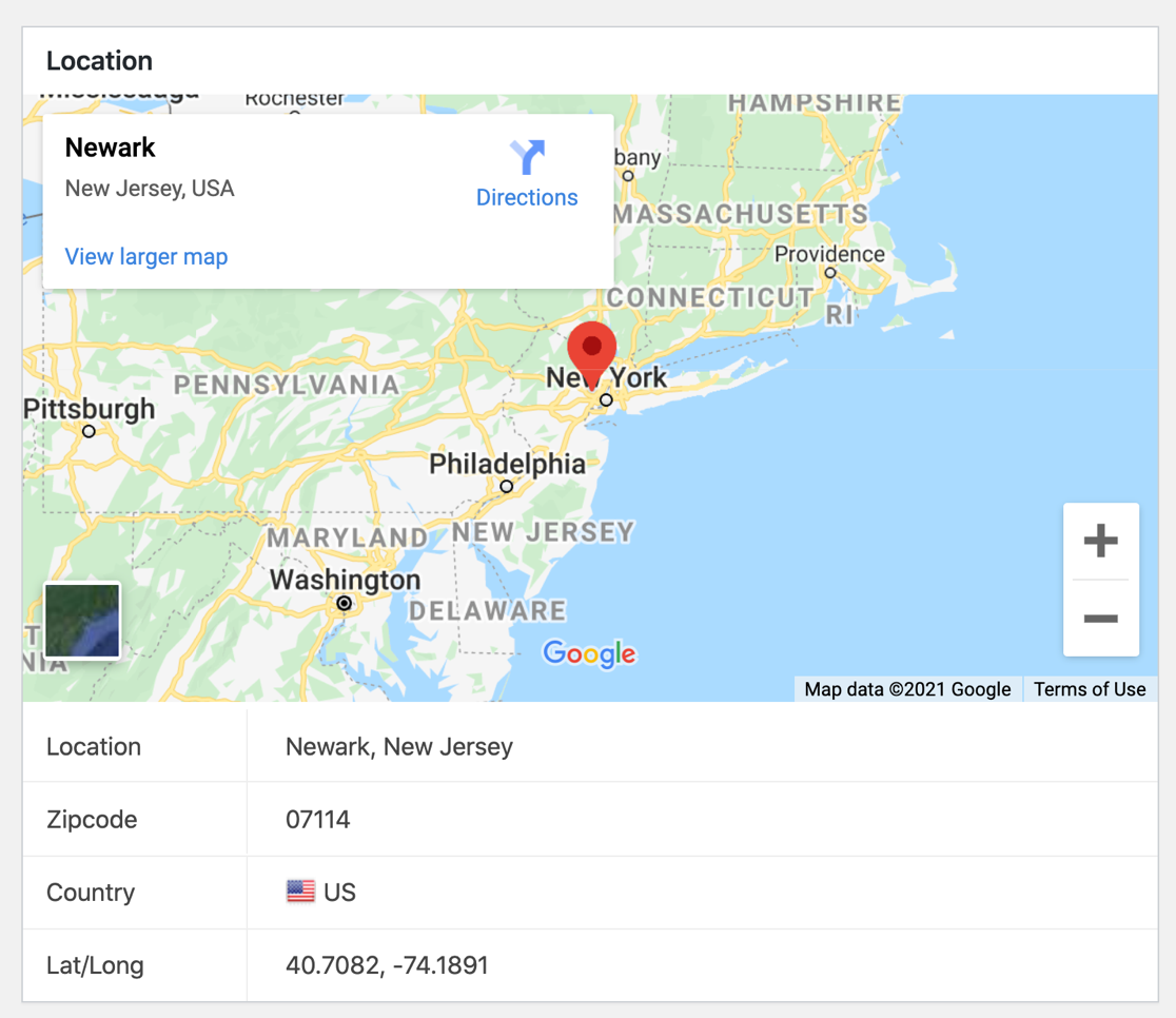 WPForms geolocation for an entry