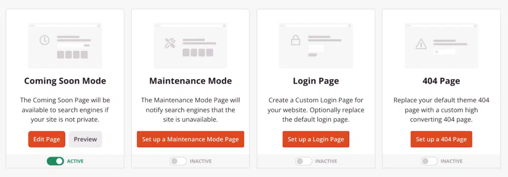 Activate your coming soon page using the toggle switch