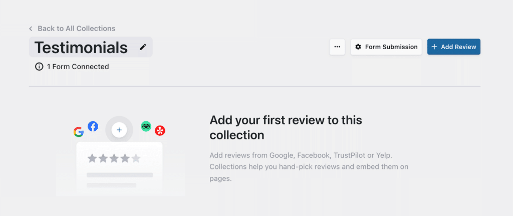 Your Collection page is empty until you add content