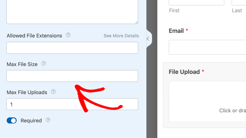 Setting the max file size allowed for a file upload