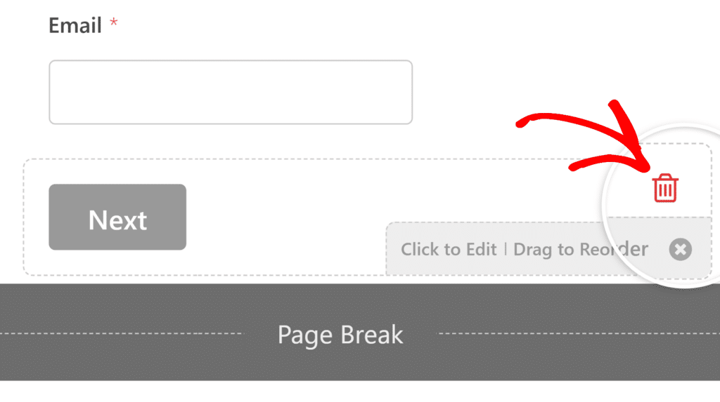 Delete page break field