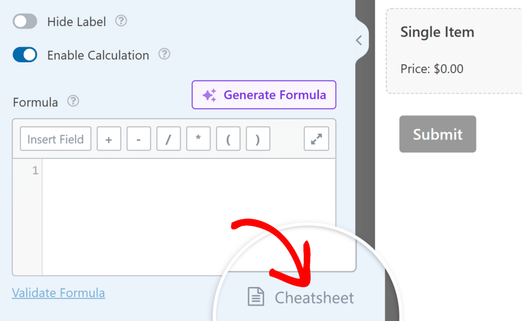 Access the cheatsheet doc