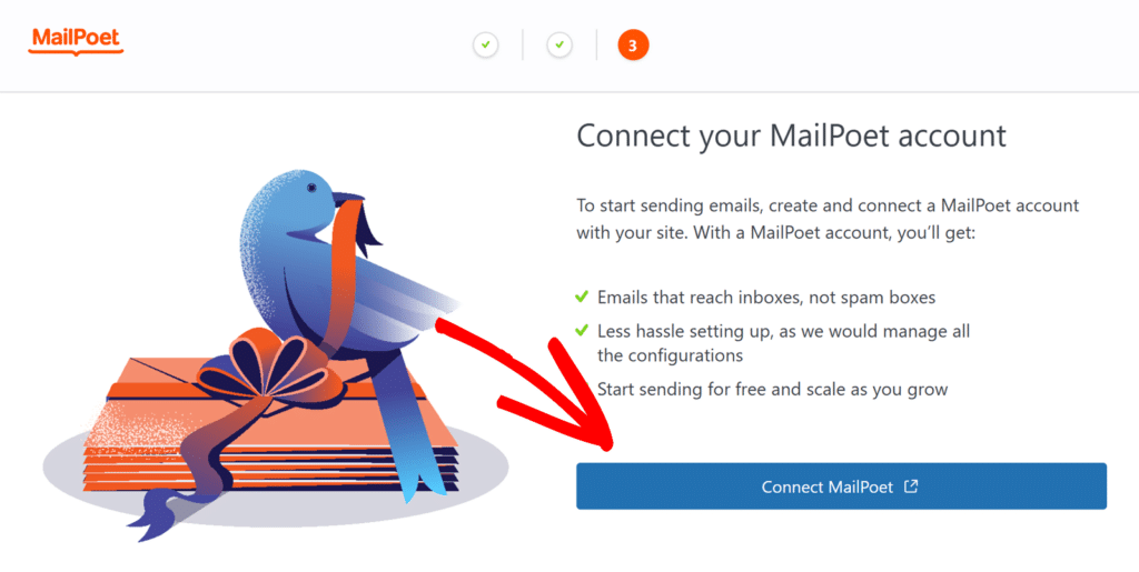 Click Connect MailPoet