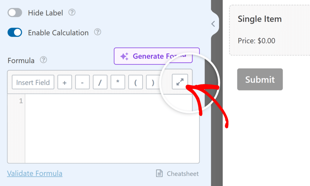 Expand formula builder