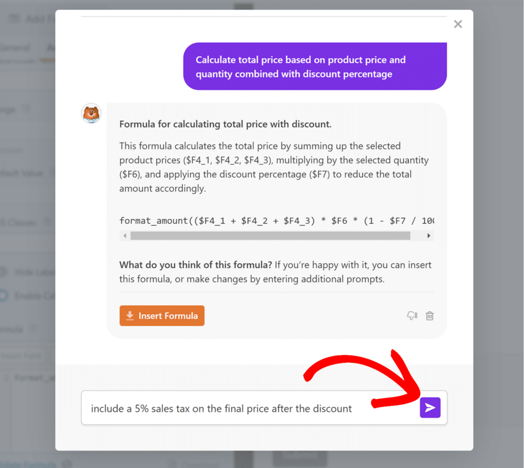 Customizing the formula