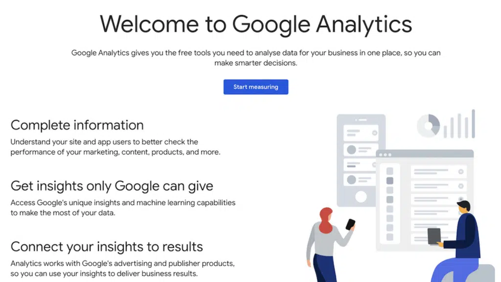 Navigating the Google analytics homepage