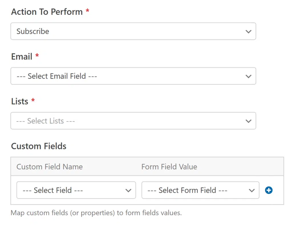subscribe - WPForms Action to perform: Subscribe