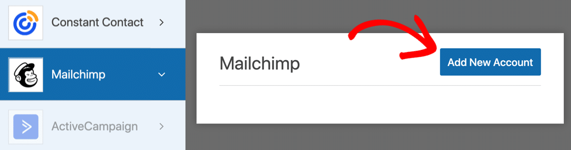 Add new account for Mailchimp in WPForms