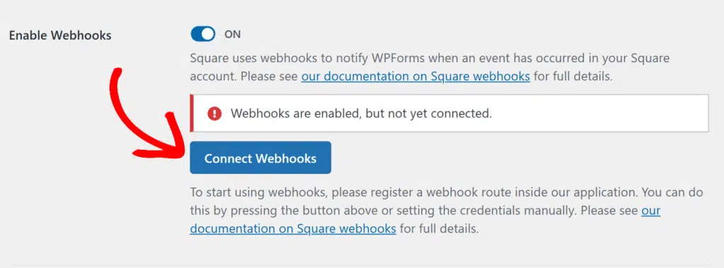 Click Connect Webhooks button