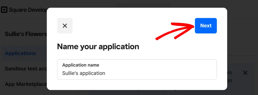 Add application name and click Next