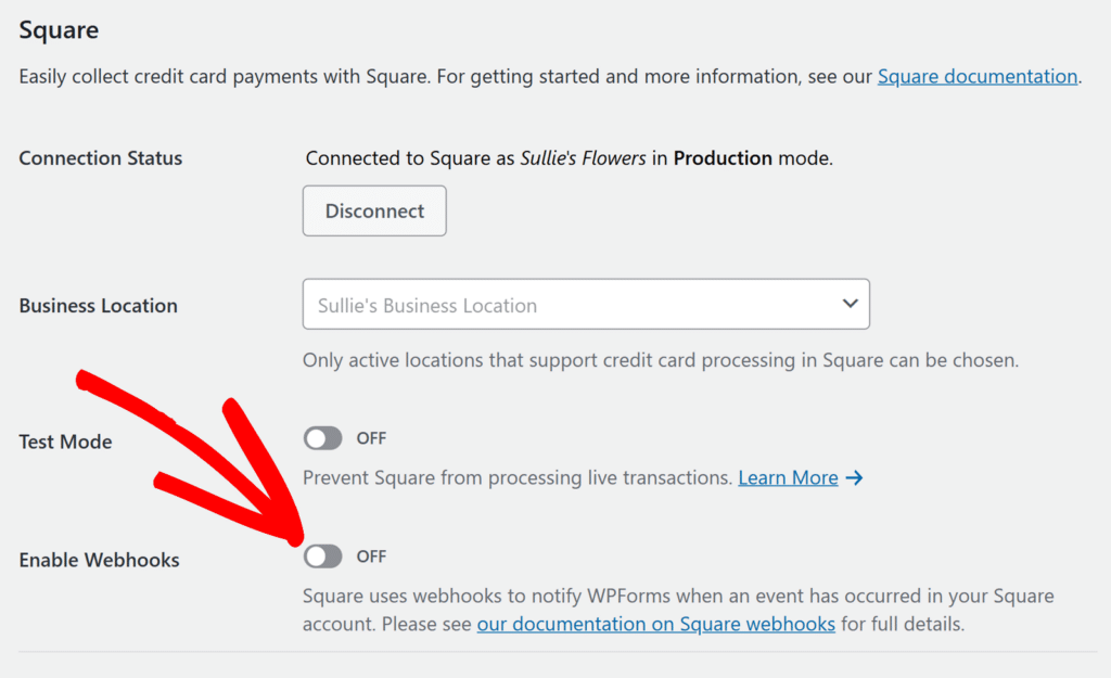 enable-square-webhooks - WPForms enable toggle for Square webhooks