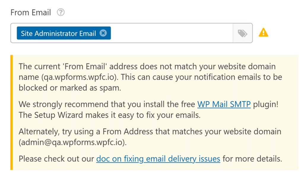 From Email Mismatch From email mismatch