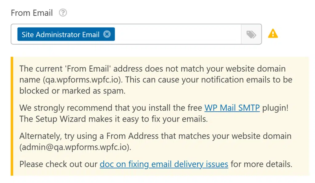E-mail do remetente incompatível