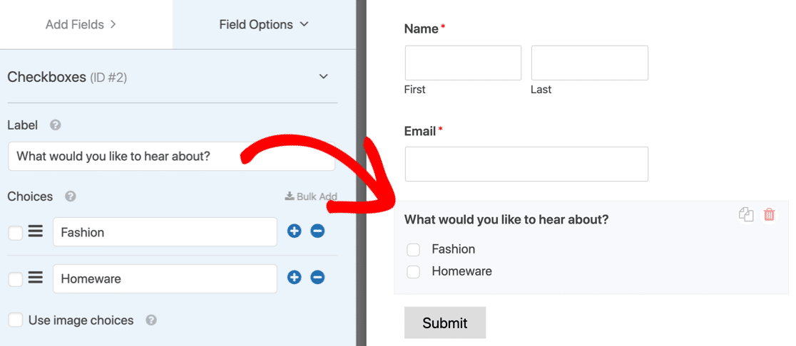 Mailchimp groups checkbox