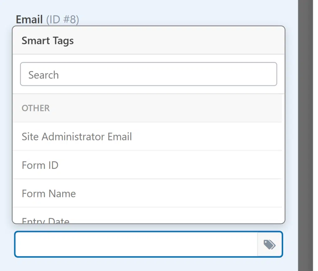 Selecting a Smart Tag to use as the default value of a field