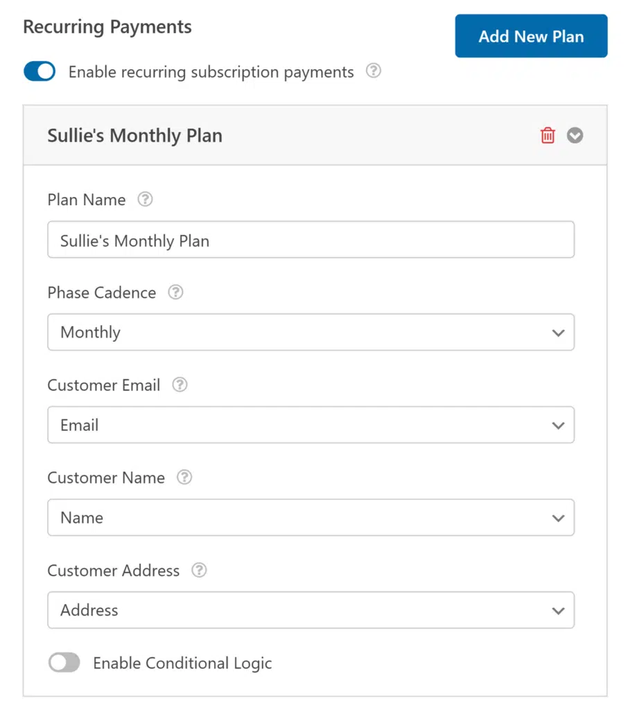 square-mensal - WPForms Plano de pagamento recorrente Square
