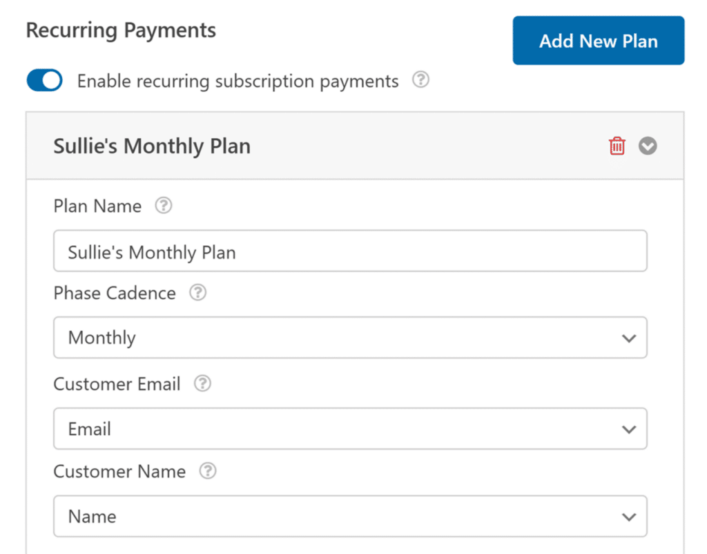 square-recurring-payments-lite - WPForms Recurring Payments plan Square