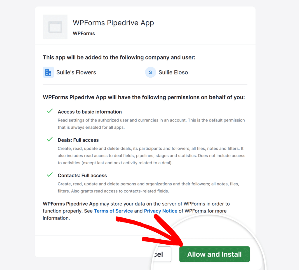 allow-wpforms-pipedrive - WPForms Autorizar o aplicativo do Pipedrive