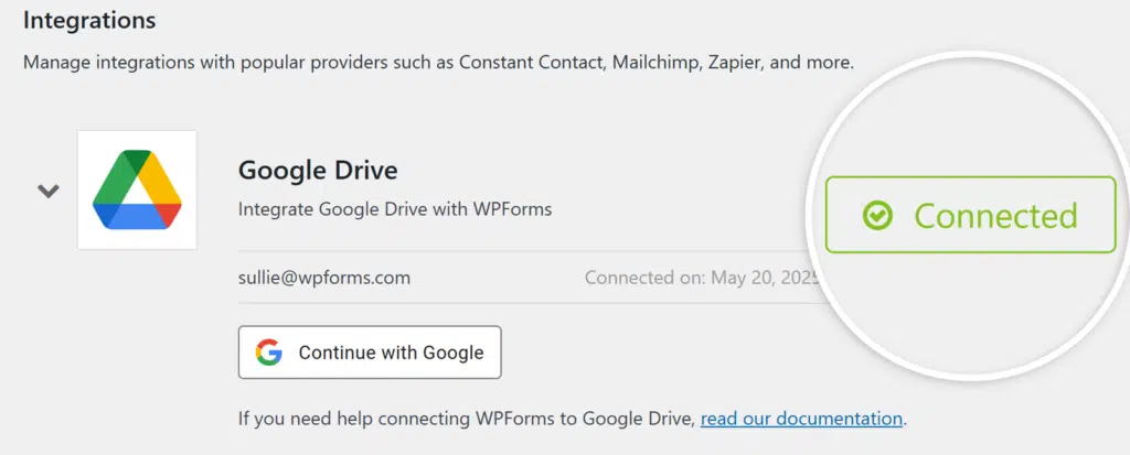 Google Drive connected