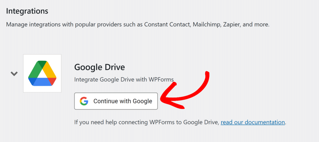 google-drive-integration-wpforms - WPForms Continue with Google button