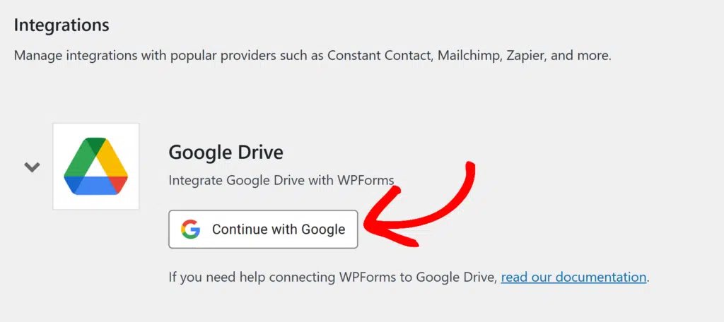 integrazione google drive wpforms
