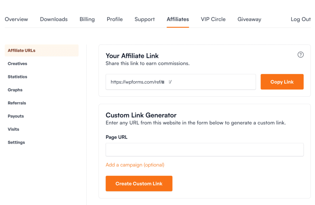 Get-an-Affiliate-Link - WPForms Affiliate-Link erhalten