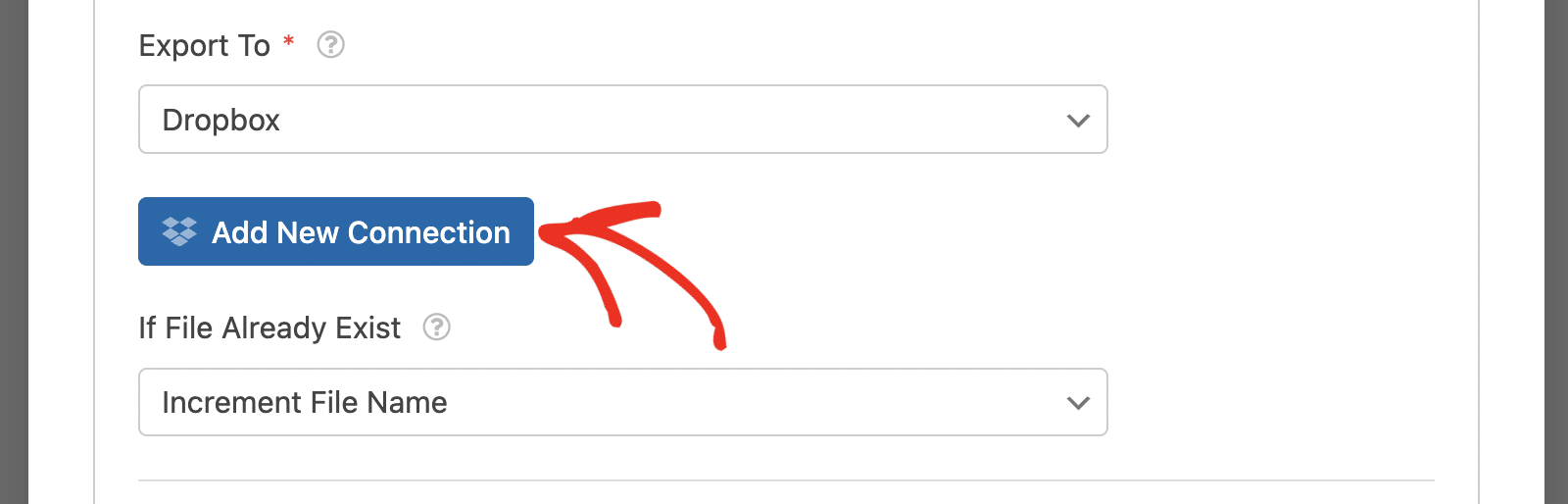Añadir nueva conexión a Dropbox